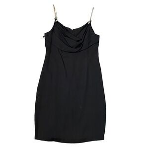Vintage Black Las Vegas Party Mini Dress Evenings By Pantagis Jewel Strap Cowl